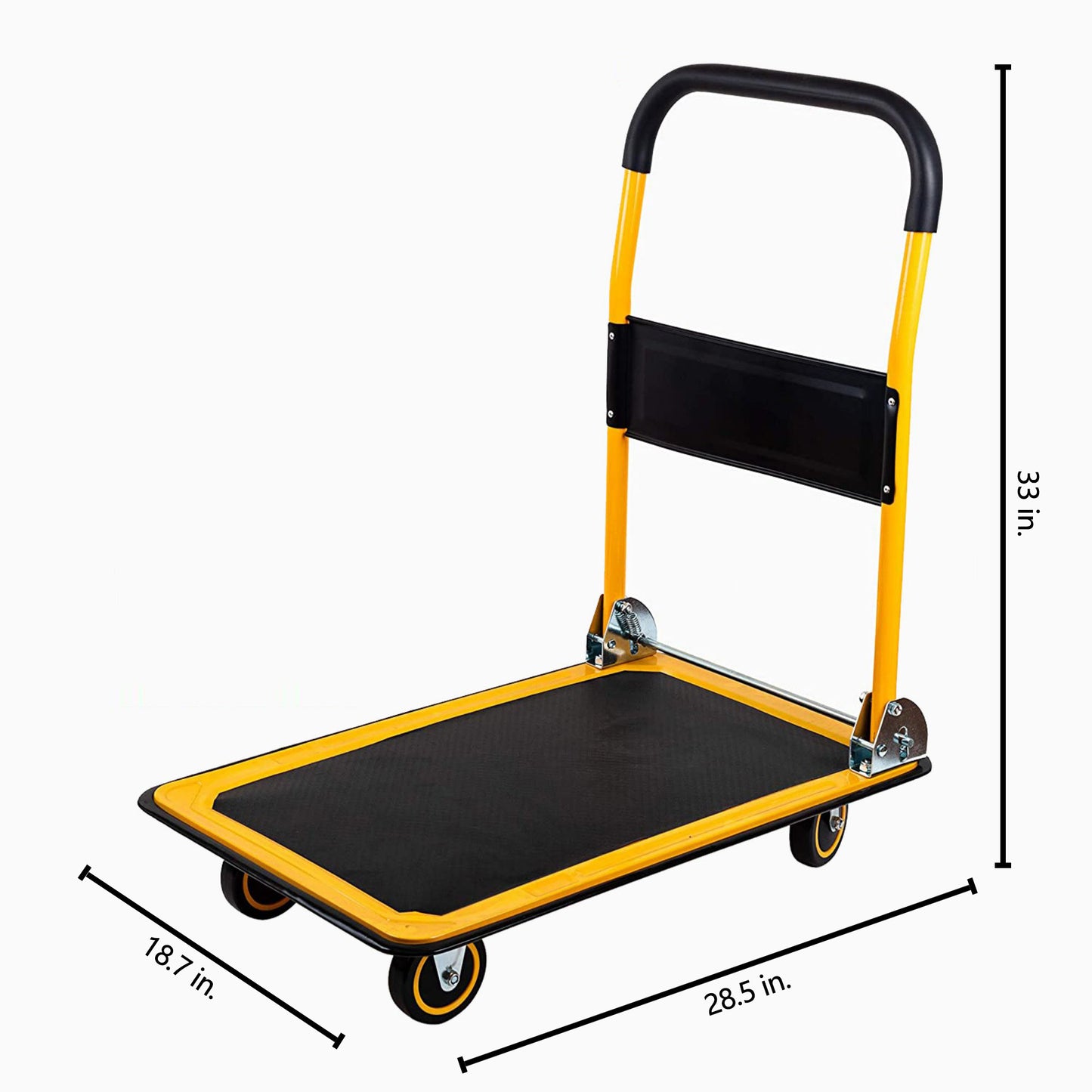 330 lbs. Capacity Platform Truck Hand Flatbed Cart Dolly Folding Moving Push Heavy Duty Rolling Cart in Yellow