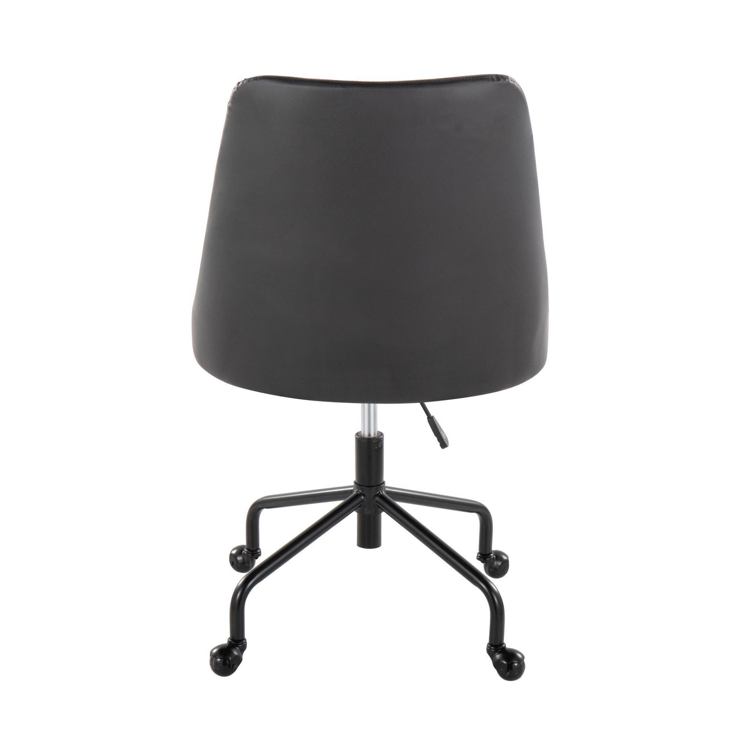 Marche Contemporary Adjustable Office Chair with Casters in Black Metal and Black Faux Leather by LumiSource