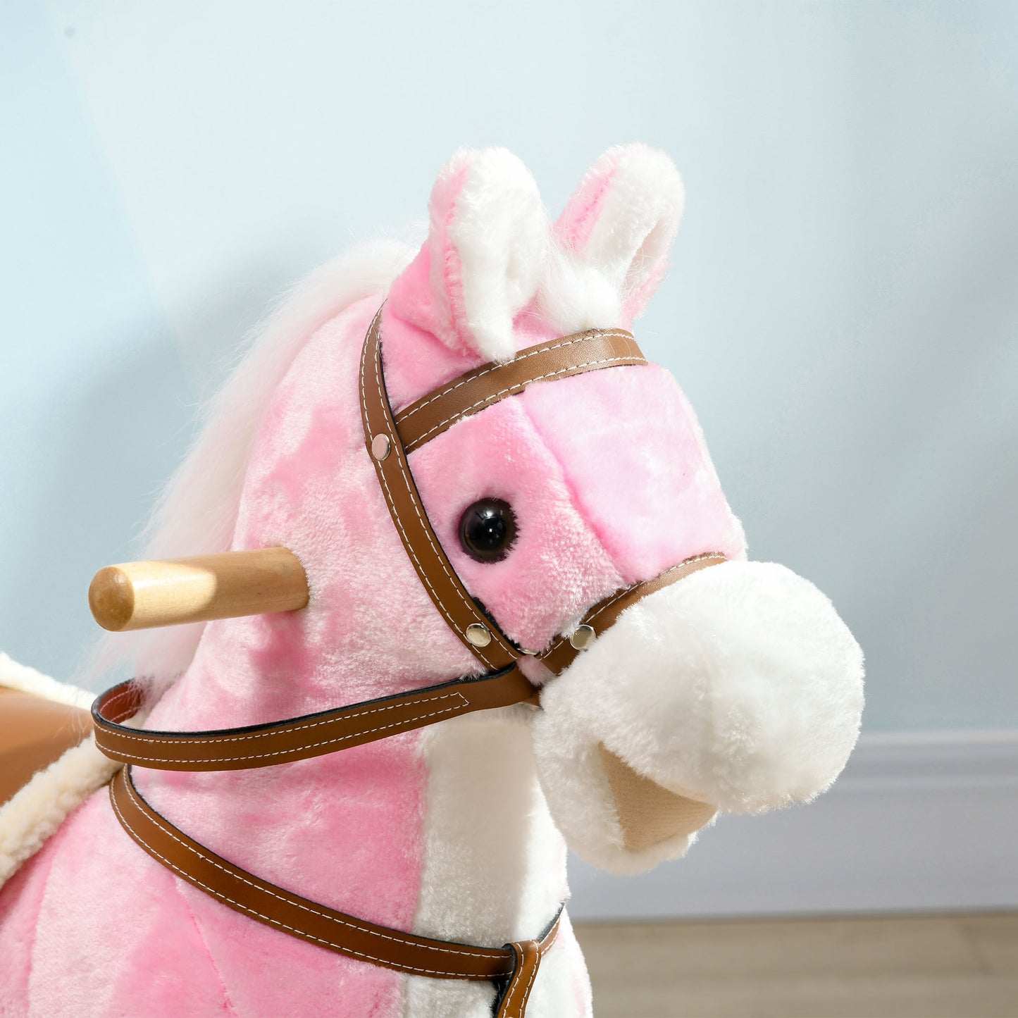 Rocking Horse with Sound and Saddle, Pink, for Ages 3-8