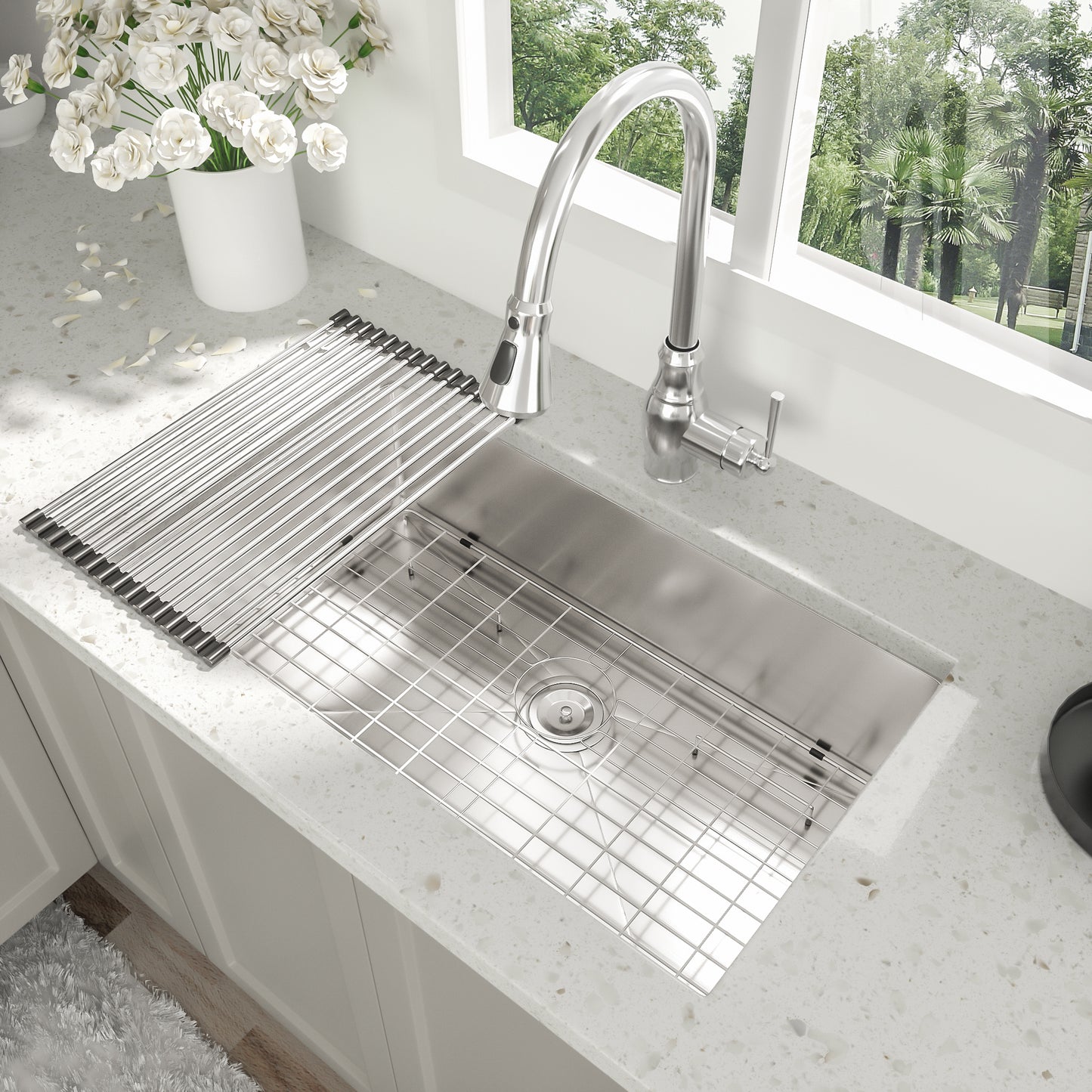 32-Inch Stainless Steel Undermount Kitchen Sink with Accessories