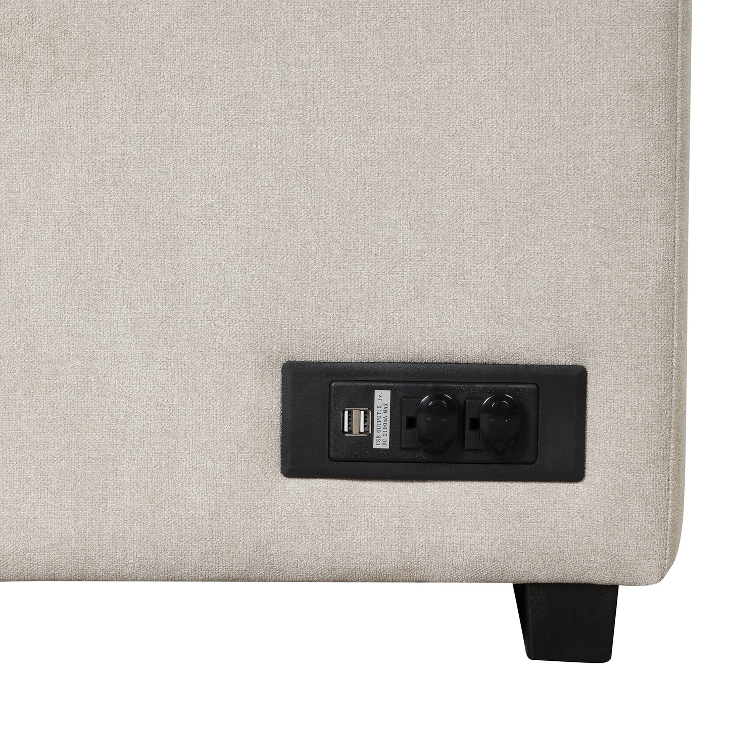 87.4 Beige L-Shape Sleeper Sofa Bed with Storage Ottoman