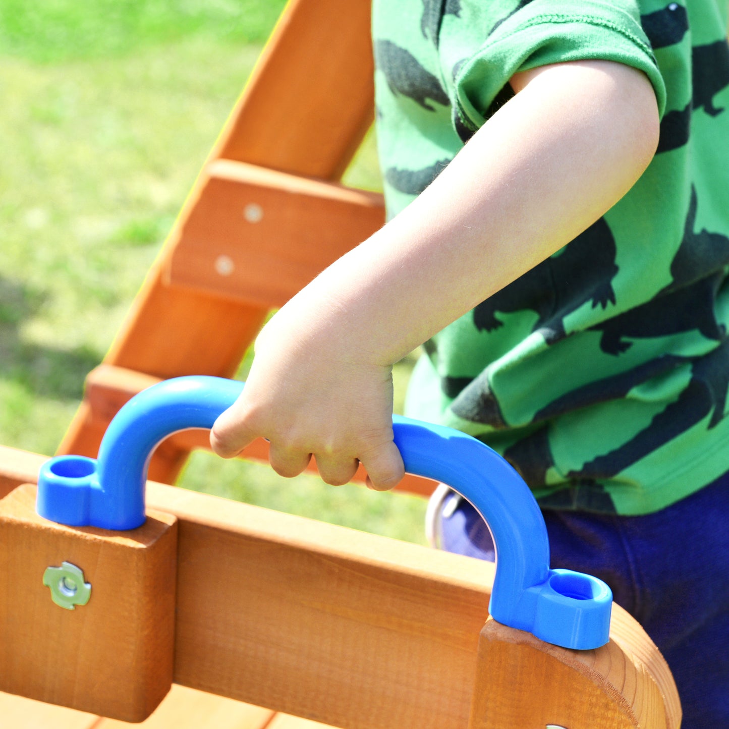 Wooden Outdoor Swing Set with Slide, Climbing Rope Ladder, and Swing for Kids