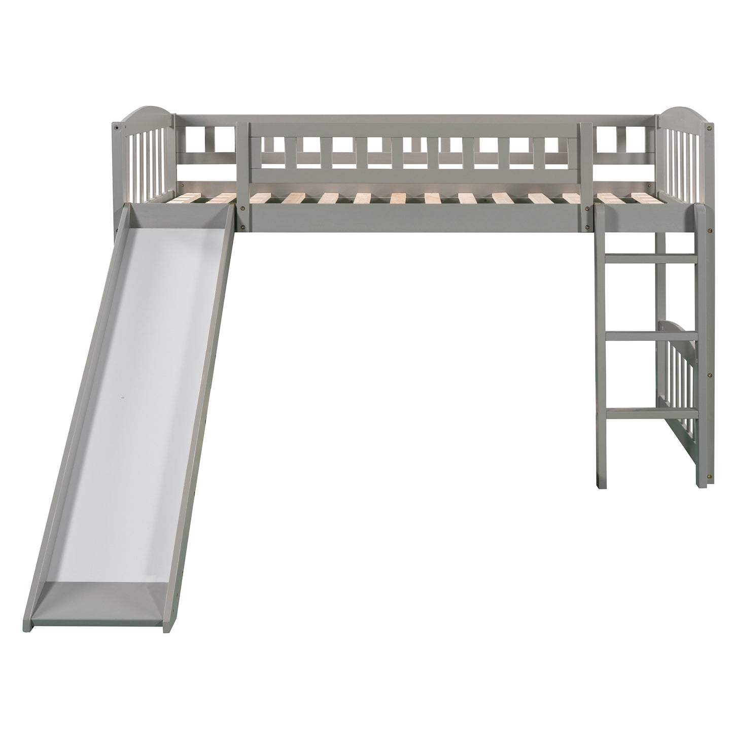 Twin size Loft Bed with Slide and Ladder, Gray(OLD SKU:LP000504AAE)