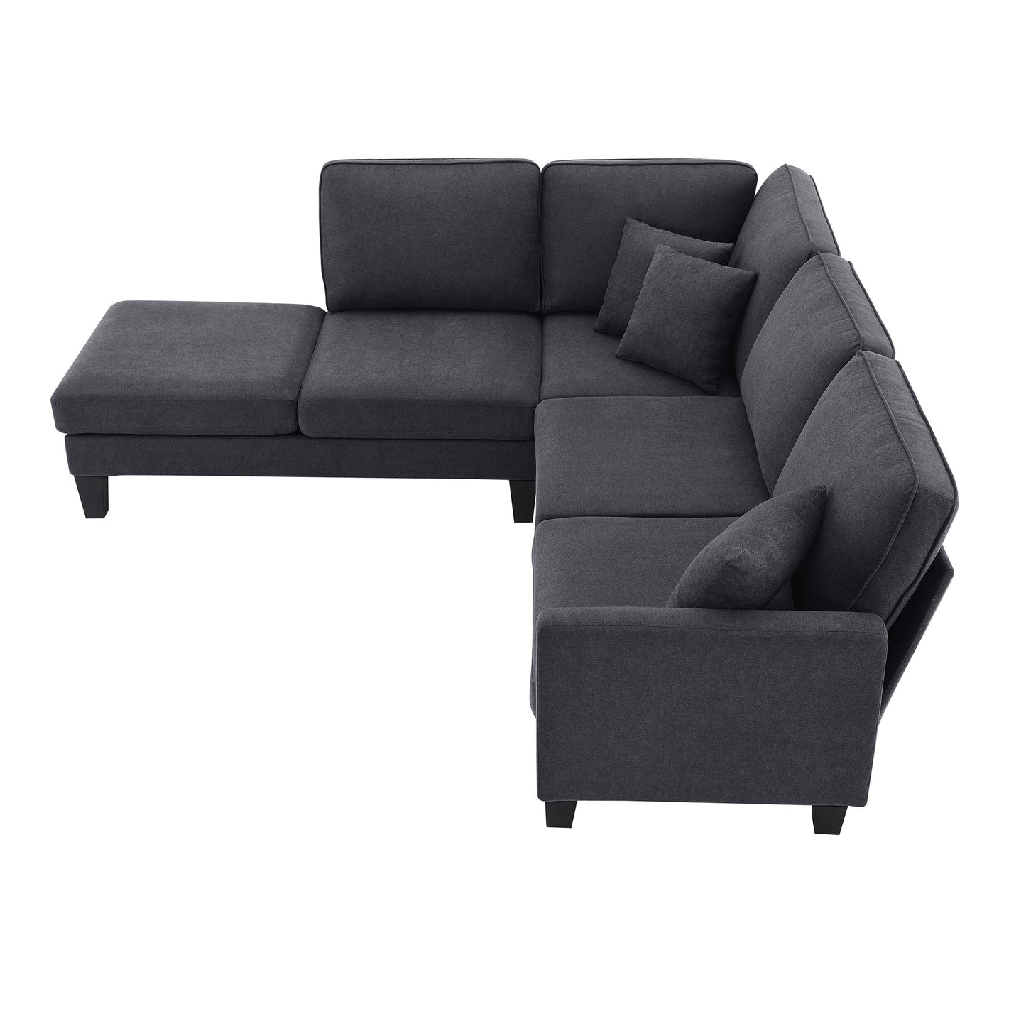 Terrycloth L-Shaped Sectional Sofa with Chaise Lounge and 3 Pillows