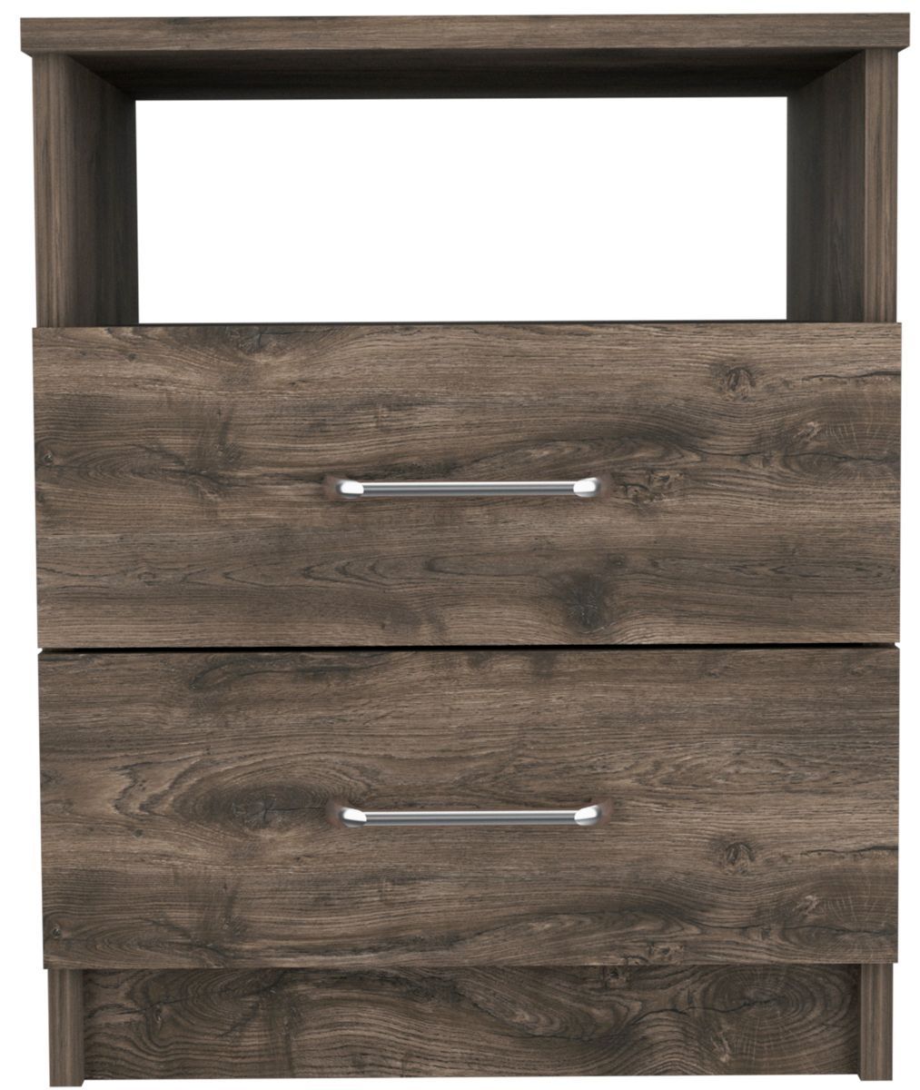 Napoles Nightstand, Superior Top, Two Drawers, One Shelf -Dark Brown