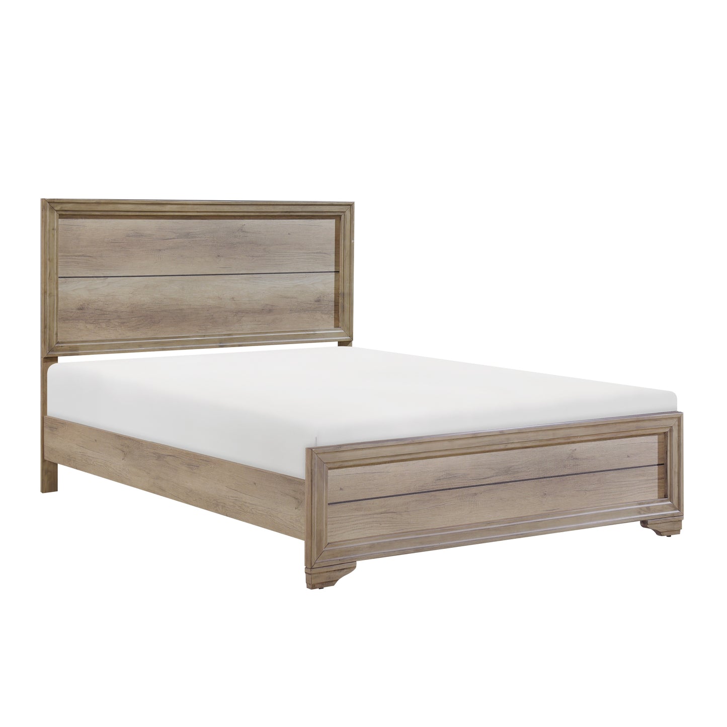 Contemporary Look Natural Finish Queen Bed 1pc Premium Melamine Board Wooden Bedroom Furniture