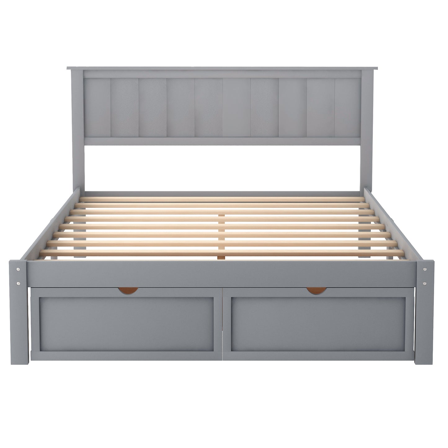 Full Size Platform Bed with Under-bed Drawers, Gray