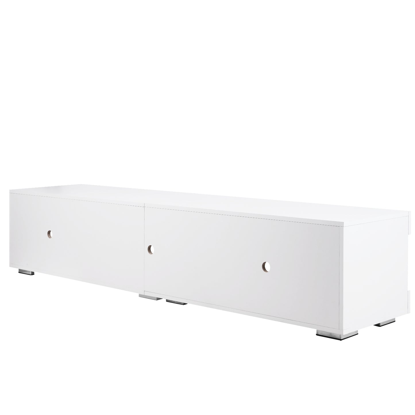 Sleek LED TV Console with Storage and Glass Shelves for Modern Living Rooms