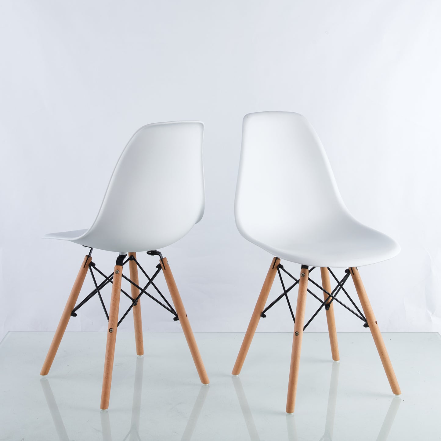 Modern White Round Dining Set with Cross-leg Table