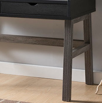 Two-Tone Black and Grey Writing Desk with Storage Drawers