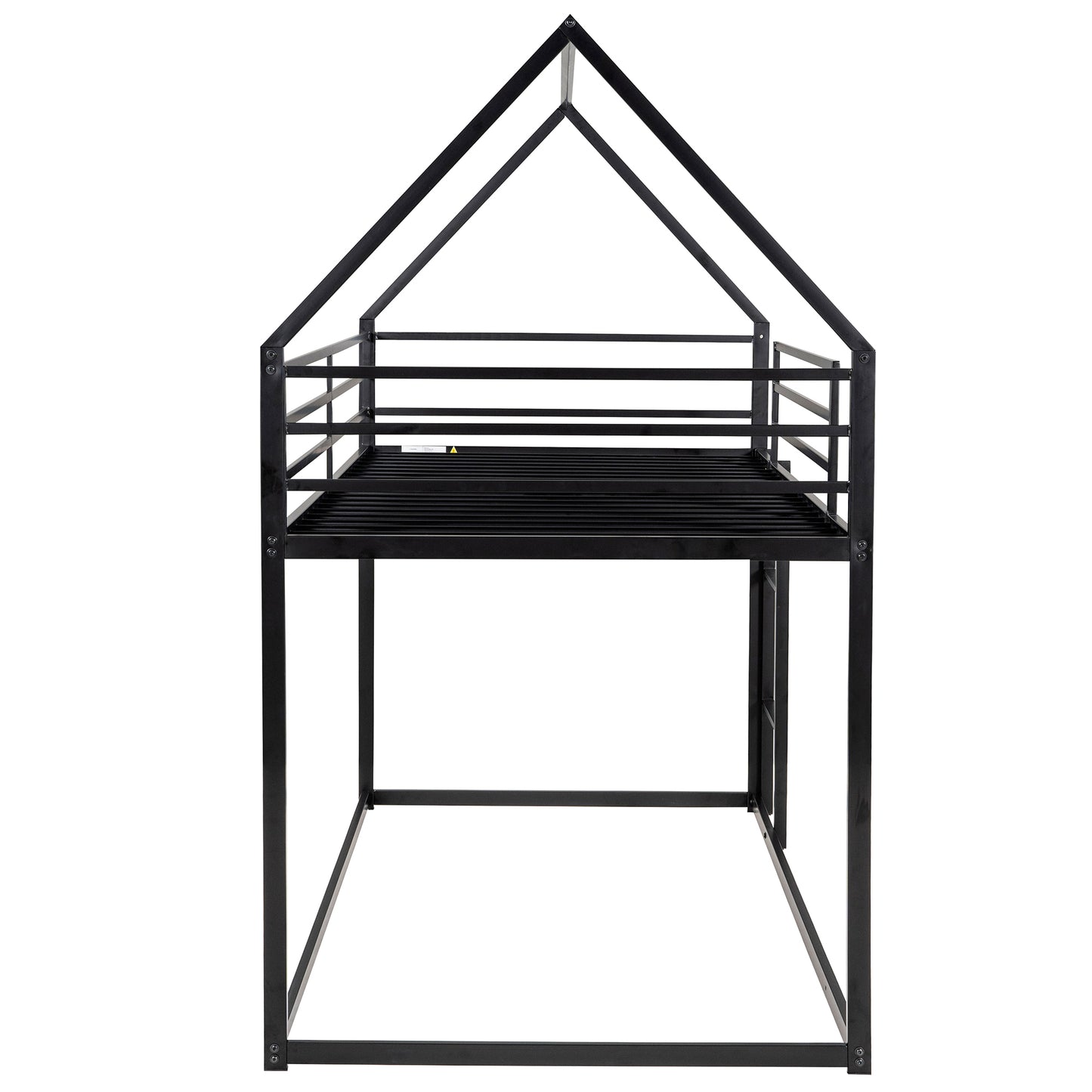 Whimsical Black Metal Twin over Twin Bunk Bed with Slide