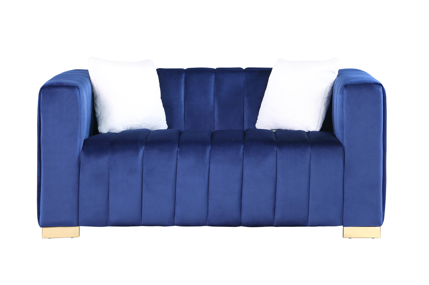 A modern  channel sofa  take on a traditional Chesterfield,Navy Blue color,loveseater