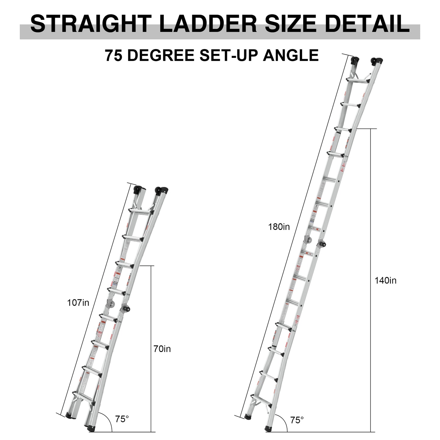 Aluminum Multi-Position Ladder with Wheels, 300 lbs Weight Rating, 17 FT