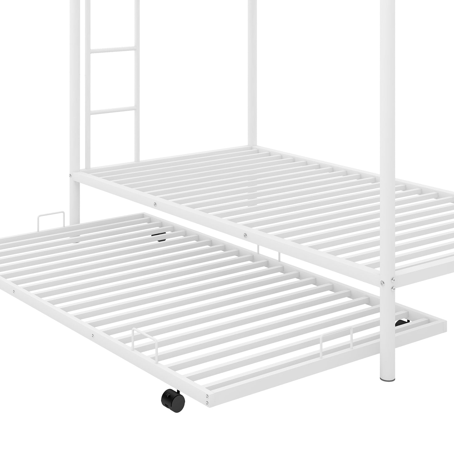 White Space-Saving Twin Bunk Bed with Trundle