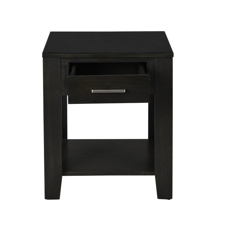 2-Piece Ash Gray Wooden Lift Top Coffee and End Table Set with Tempered Glass - Bruno Collection