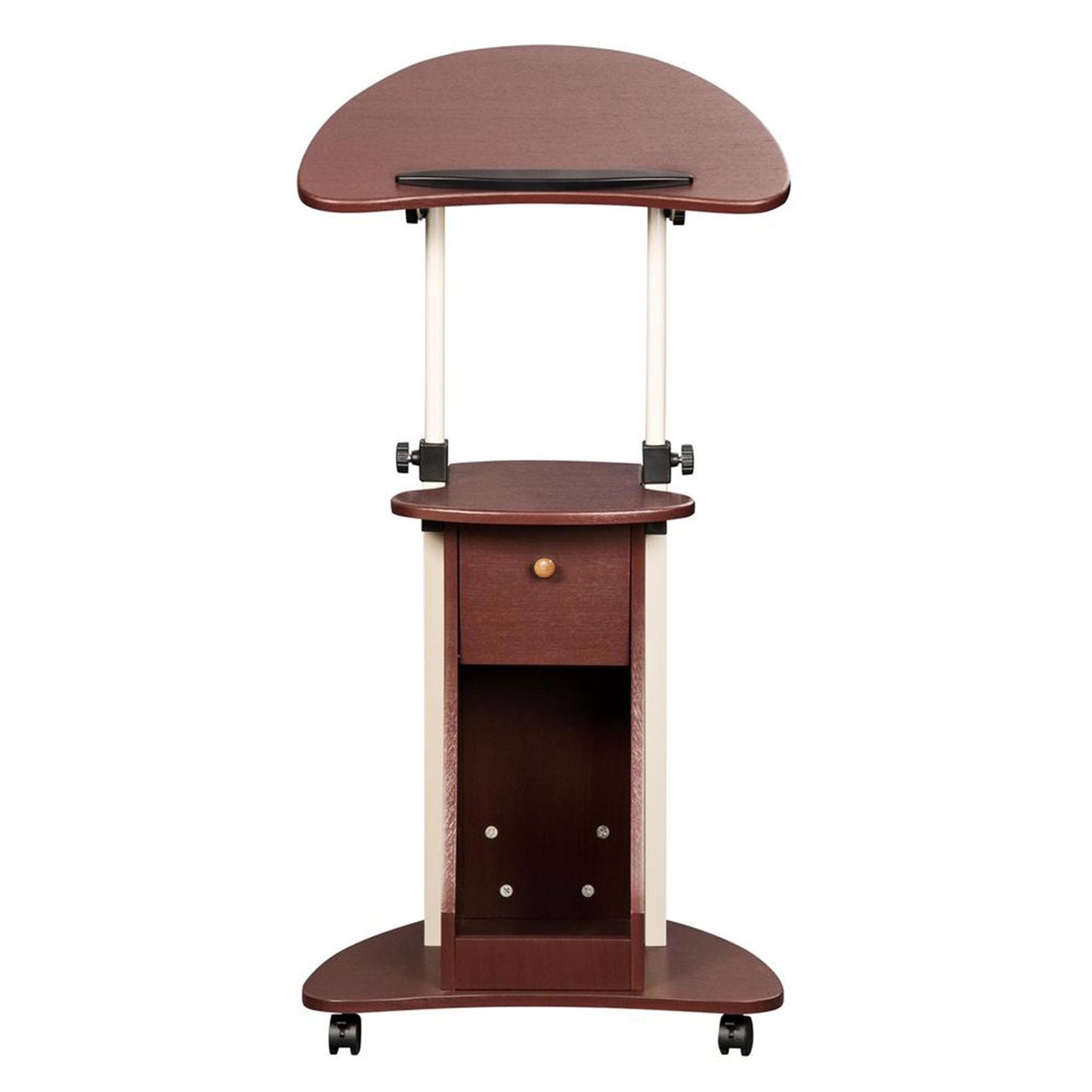 Sit-to-Stand Laptop Cart with Adjustable Height and Storage in Chocolate Finish