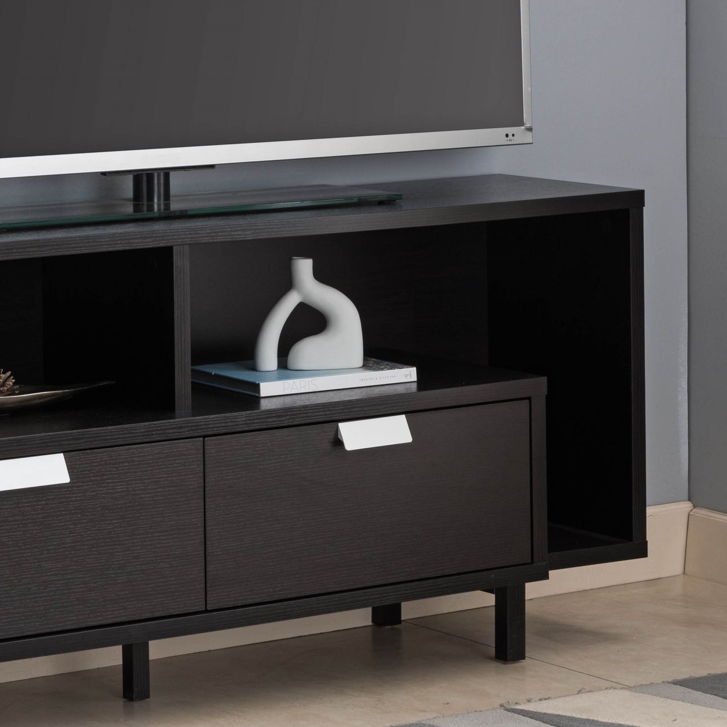 Cocoa Red TV Console with Two Drawers and U-Shaped Legs