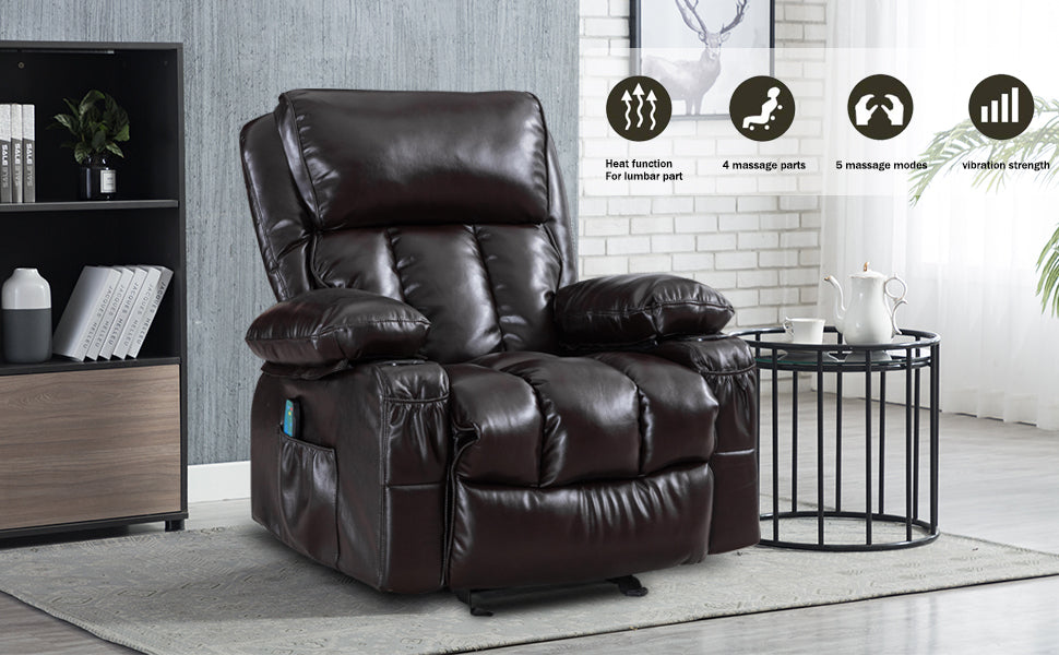 Ultimate Relaxation Living Room Recliner Chair with Rocking Function and Side Pocket