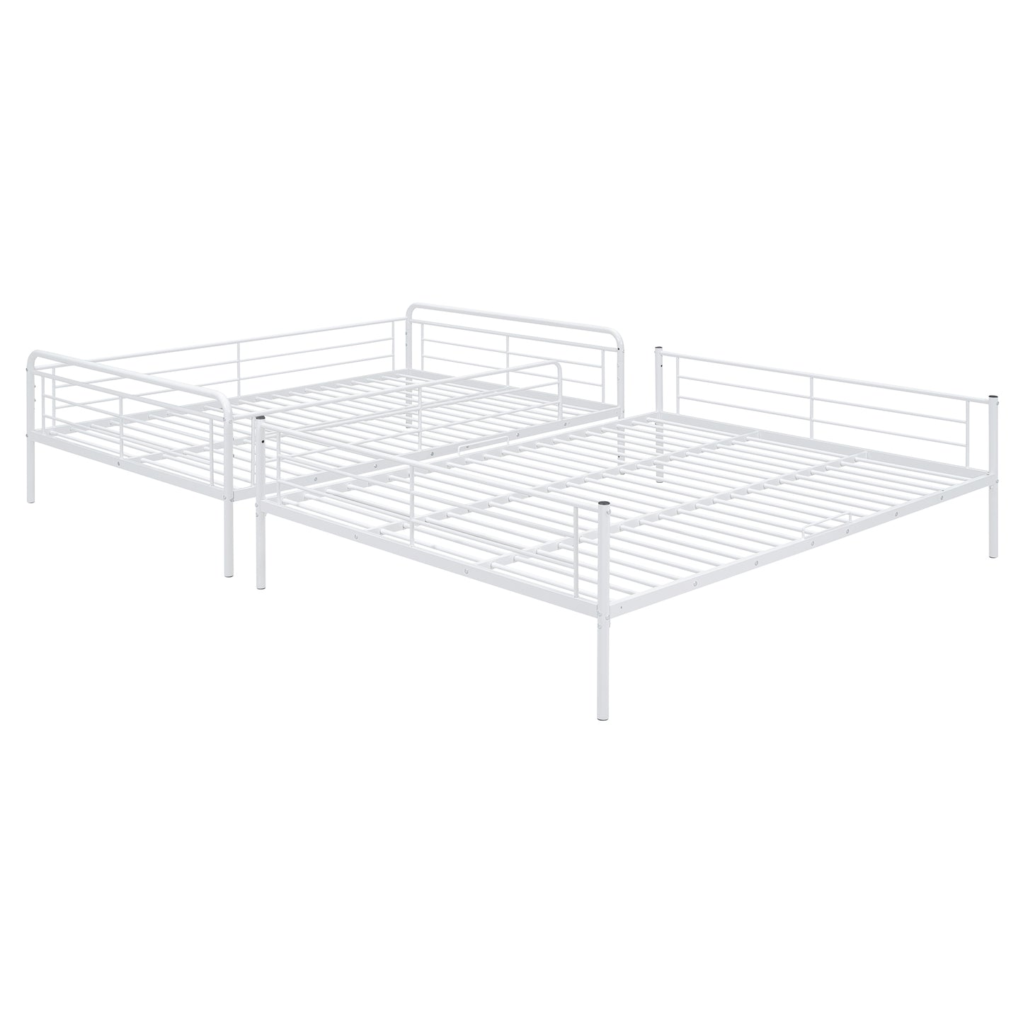 Contemporary White Metal Full XL Over Queen Bunk Bed