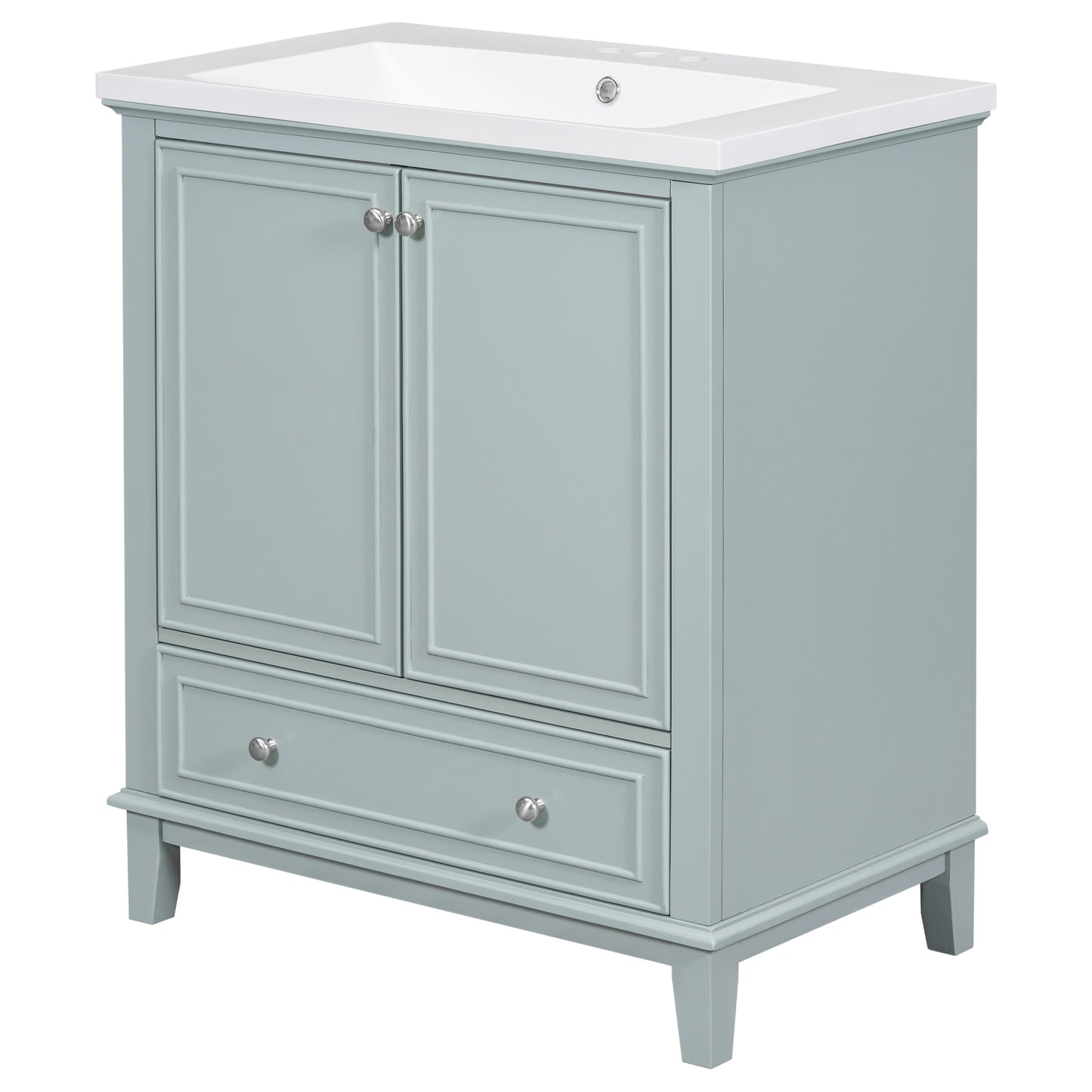 30" Bathroom Vanity with Sink Combo, Multi-functional Bathroom Cabinet with Doors and Drawer, Solid Frame and MDF Board, Green