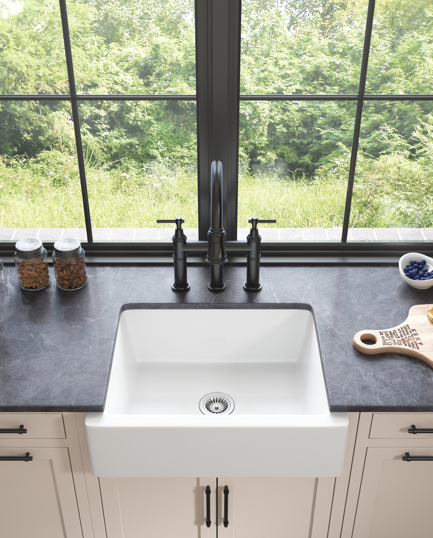 Deep White Fireclay Farmhouse Kitchen Sink