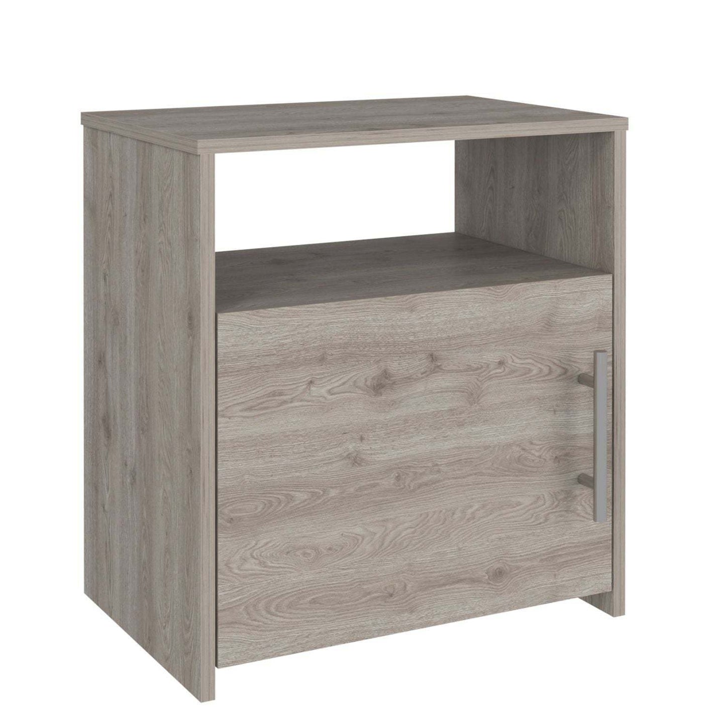 DEPOT E-SHOP Omaha Nightstand, Single Door Cabinet, Metal Handle, One Shelf, Superior Top, Light Gray