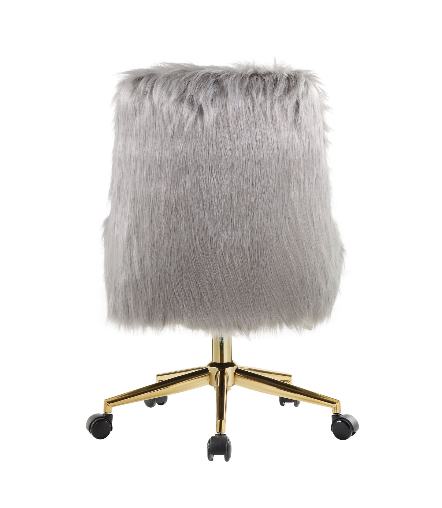 Arundell II Office Chair in Gray Faux Fur & Gold Finish OF00123