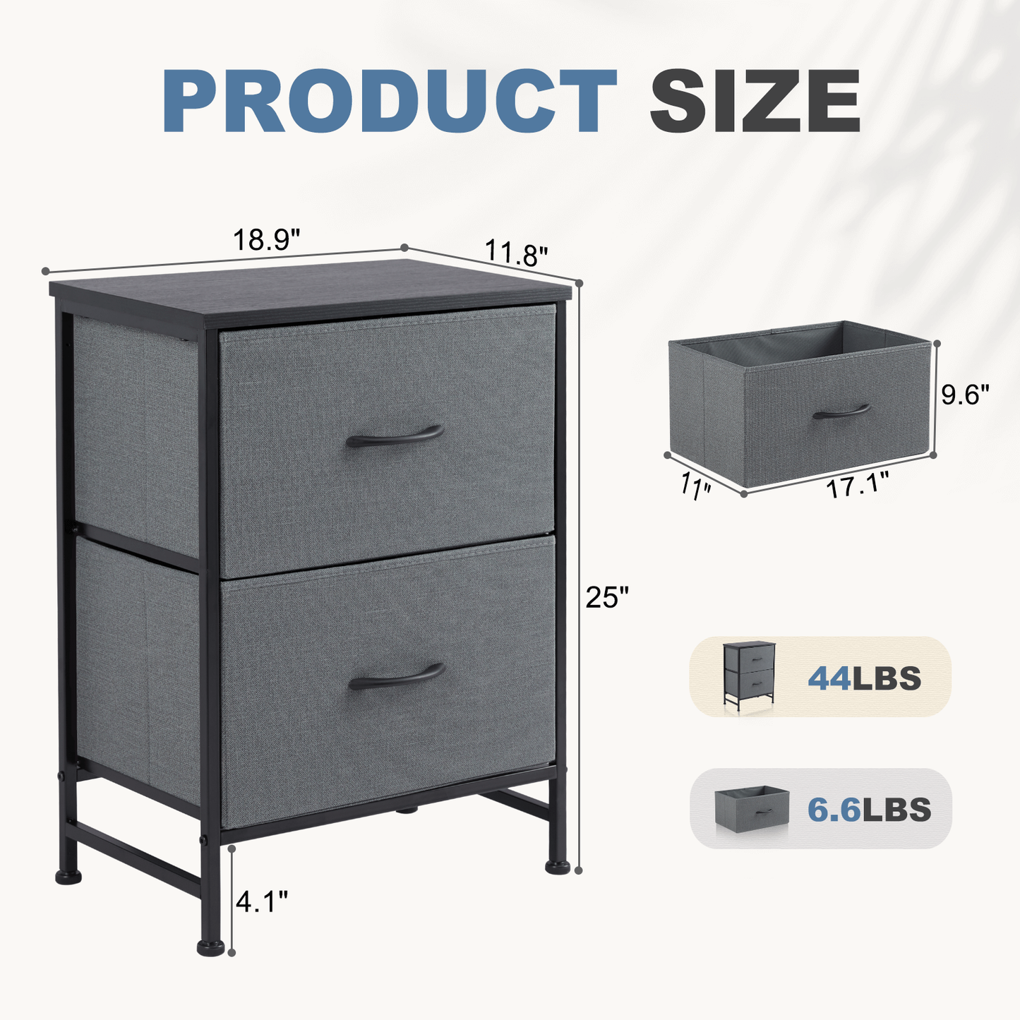 Gray Wooden Top Dresser with Fabric Drawers - Multi-Functional Storage Solution