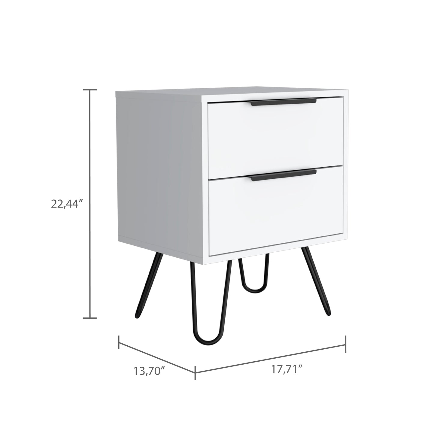 Mansfield 2-Drawer Rectangle Nightstand White