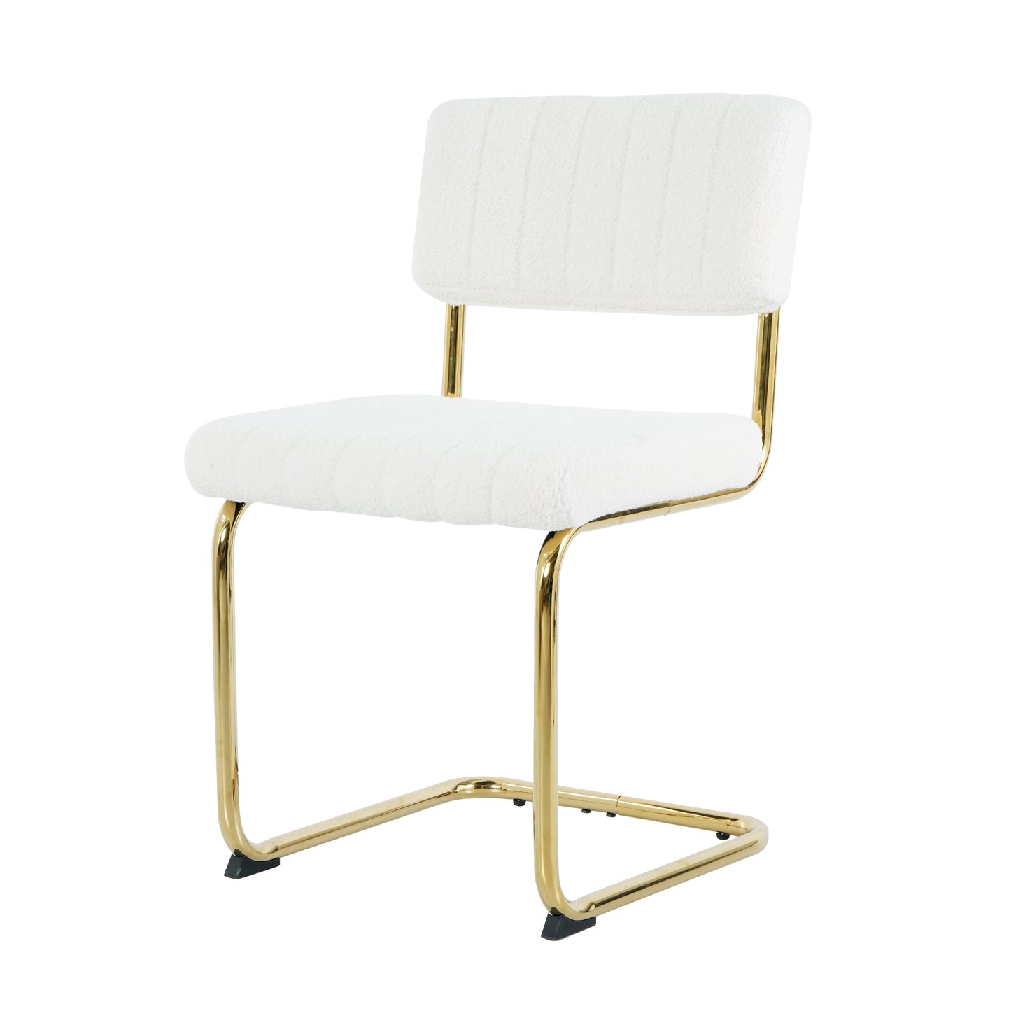 Modern simple light luxury dining White chair home bedroom stool back dressing chair student desk chair gold metal legs(set of 4)