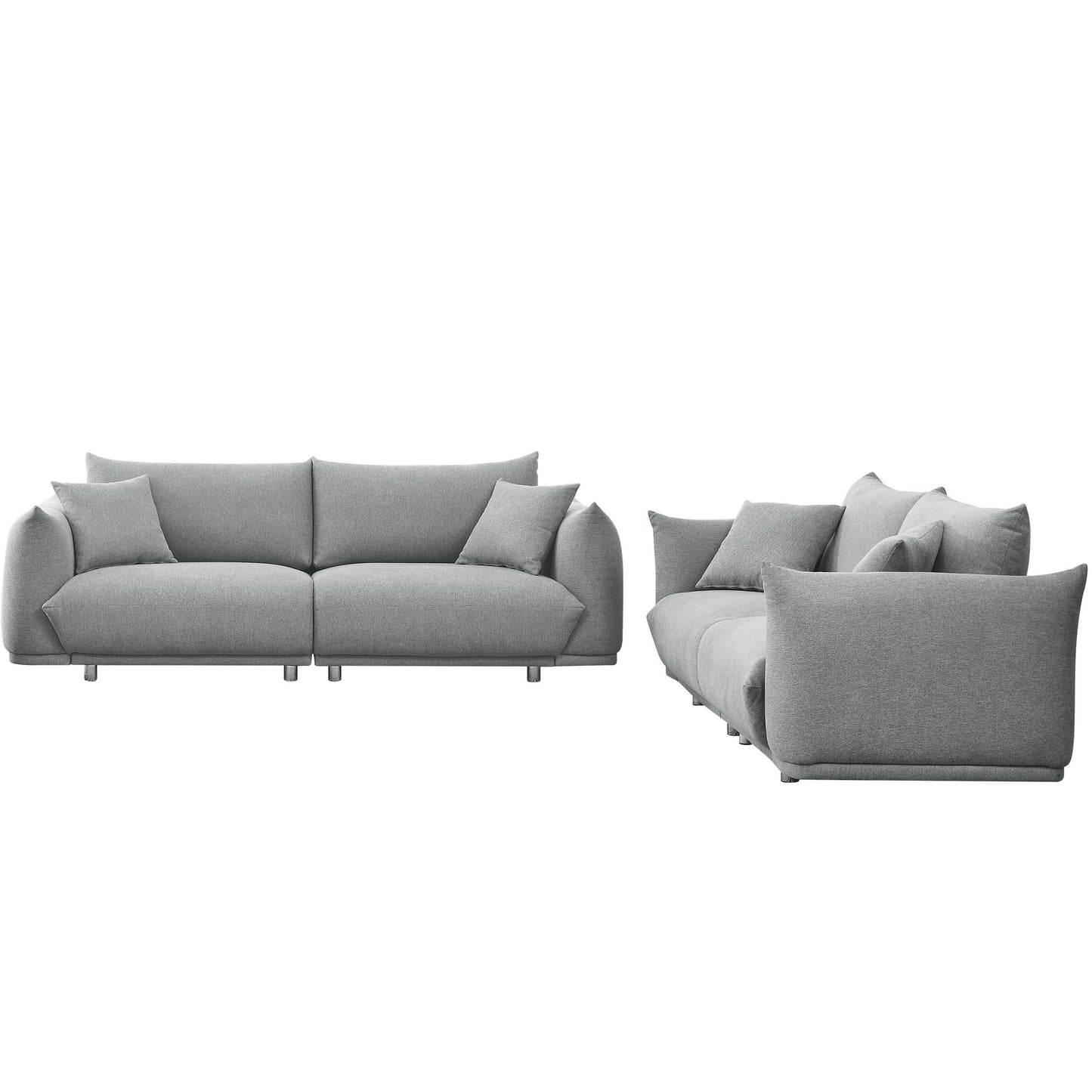 Modern 5-Seater Sofa Set with Solid Wood Frame and Metal Legs