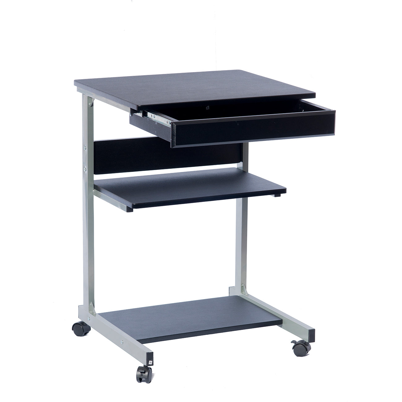 Rolling Laptop Cart with Storage in Graphite