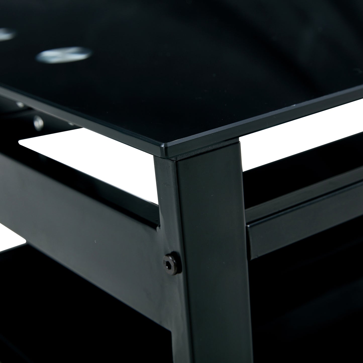 Modern Black Glass Coffee Table with Lift Top and 2-Layer Storage