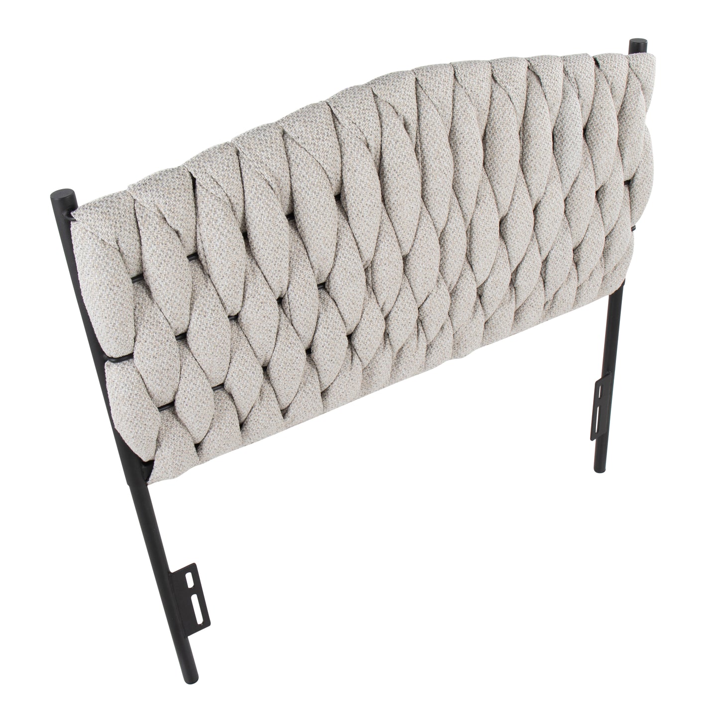 Braided Matisse Twin Size Headboard in Black Metal and Cream Fabric by LumiSource