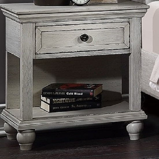 Unique Natural White Finish Transitional Wooden Nightstand Bedside Table 1x Drawer and Shelf Storage bedroom Furniture