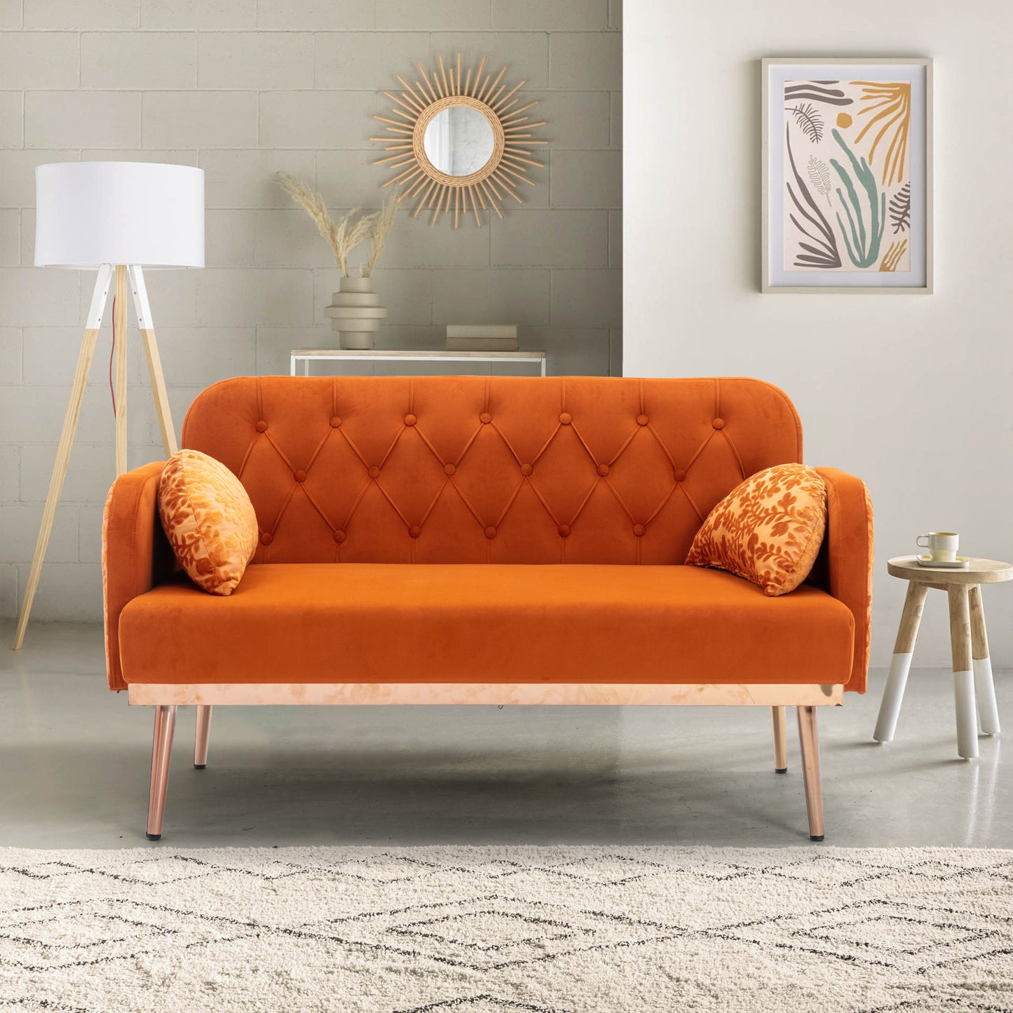 Velvet  Sofa , Accent sofa .loveseat sofa with metal feet