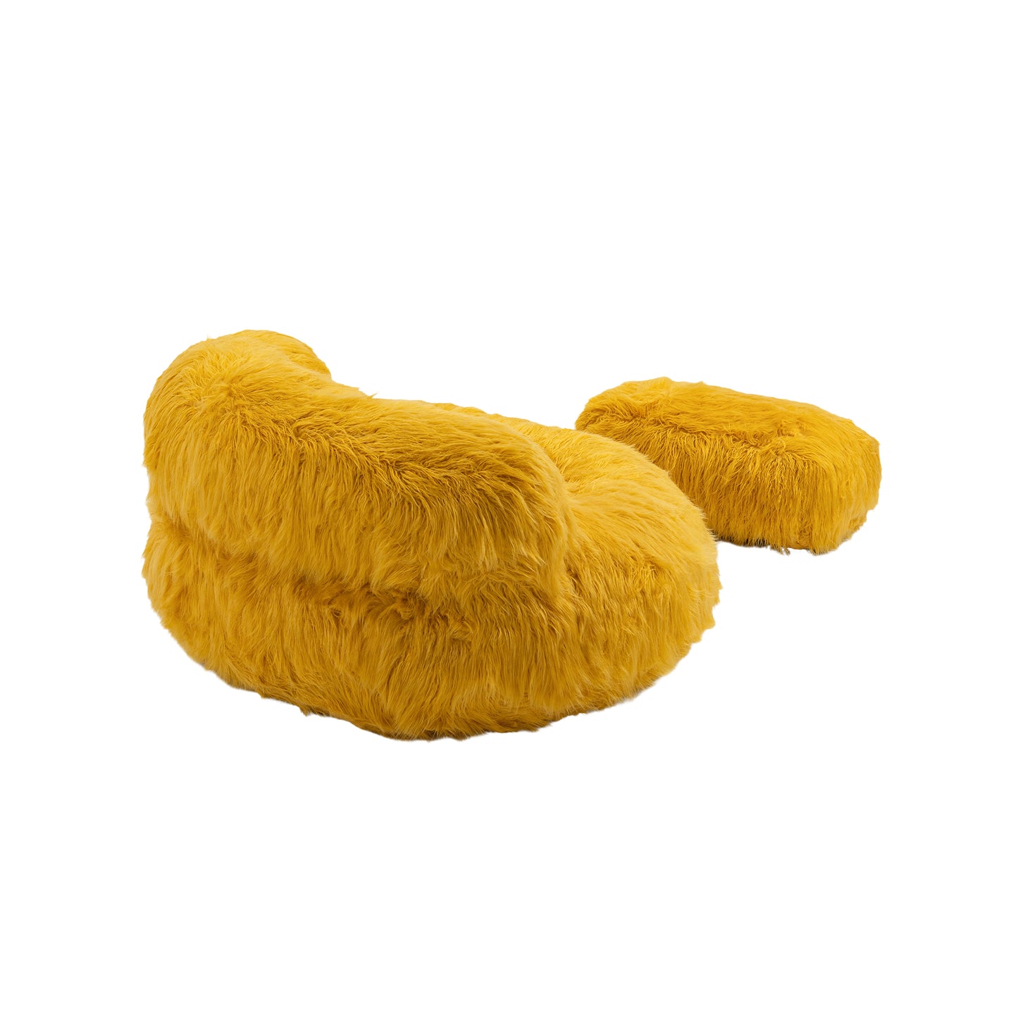 Bean Bag Chair with Faux Fur Lazy Sofa and Footstool for Comfortable Indoor and Outdoor Use