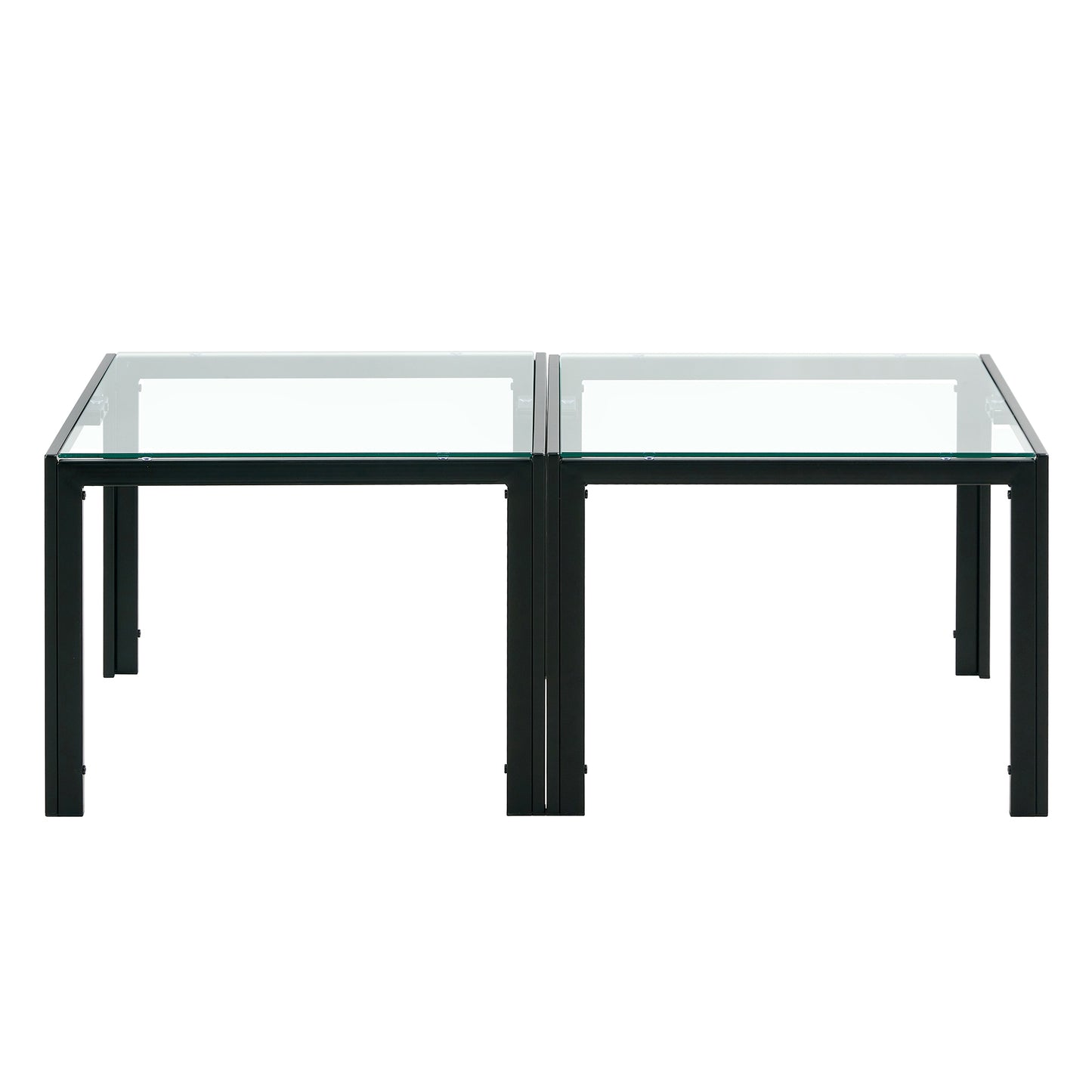 Square Glass Coffee Table Set of 2 for Modern Living Room, Elegant Design