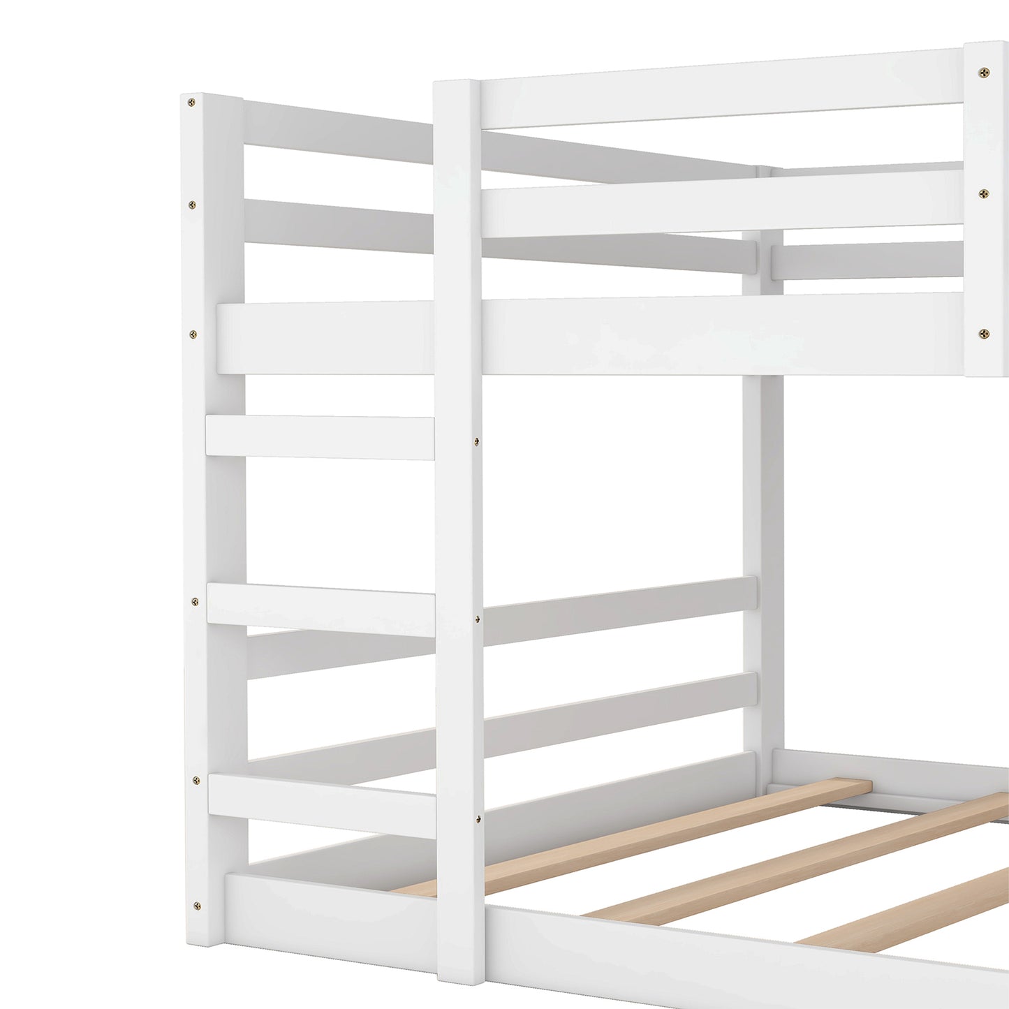 White Twin Over Full Bunk Bed with Ladder