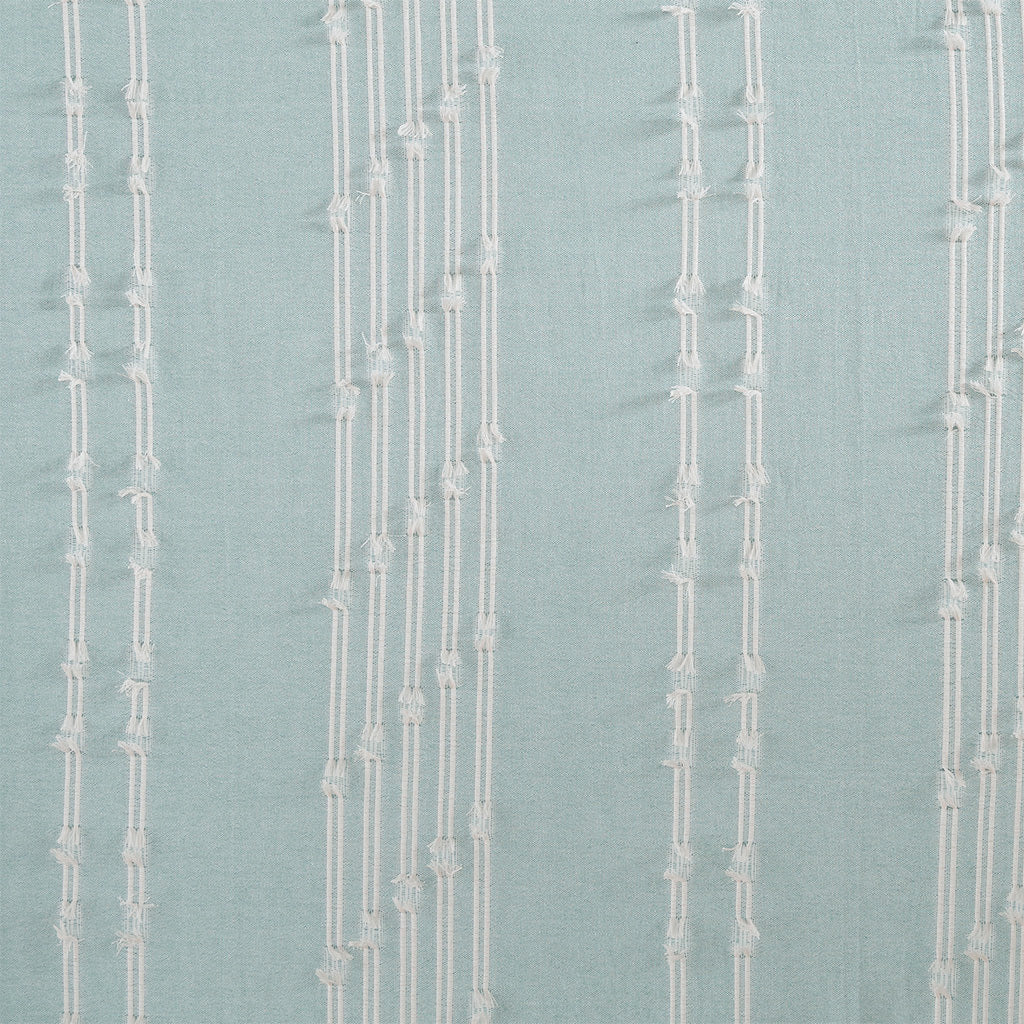 Stripe Jacquard Cotton Shower Curtain with Aqua Details