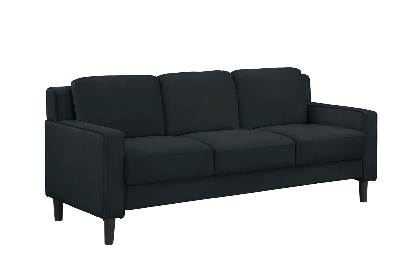 77.16 Black Velvet Modern Loveseat Sofa