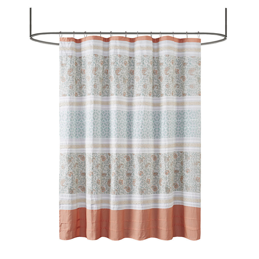 Elegant Paisley Lace Cotton Shower Curtain