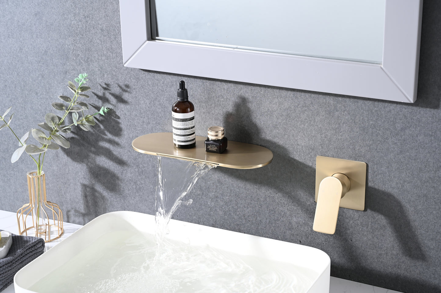 Waterfall Bathroom Sink Faucet for Wall Mount