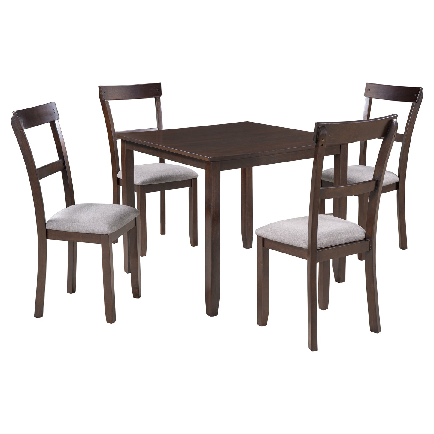 TREXM 5 Piece Dining Table Set Industrial Wooden Kitchen Table and 4 Chairs for Dining Room (Espresso)