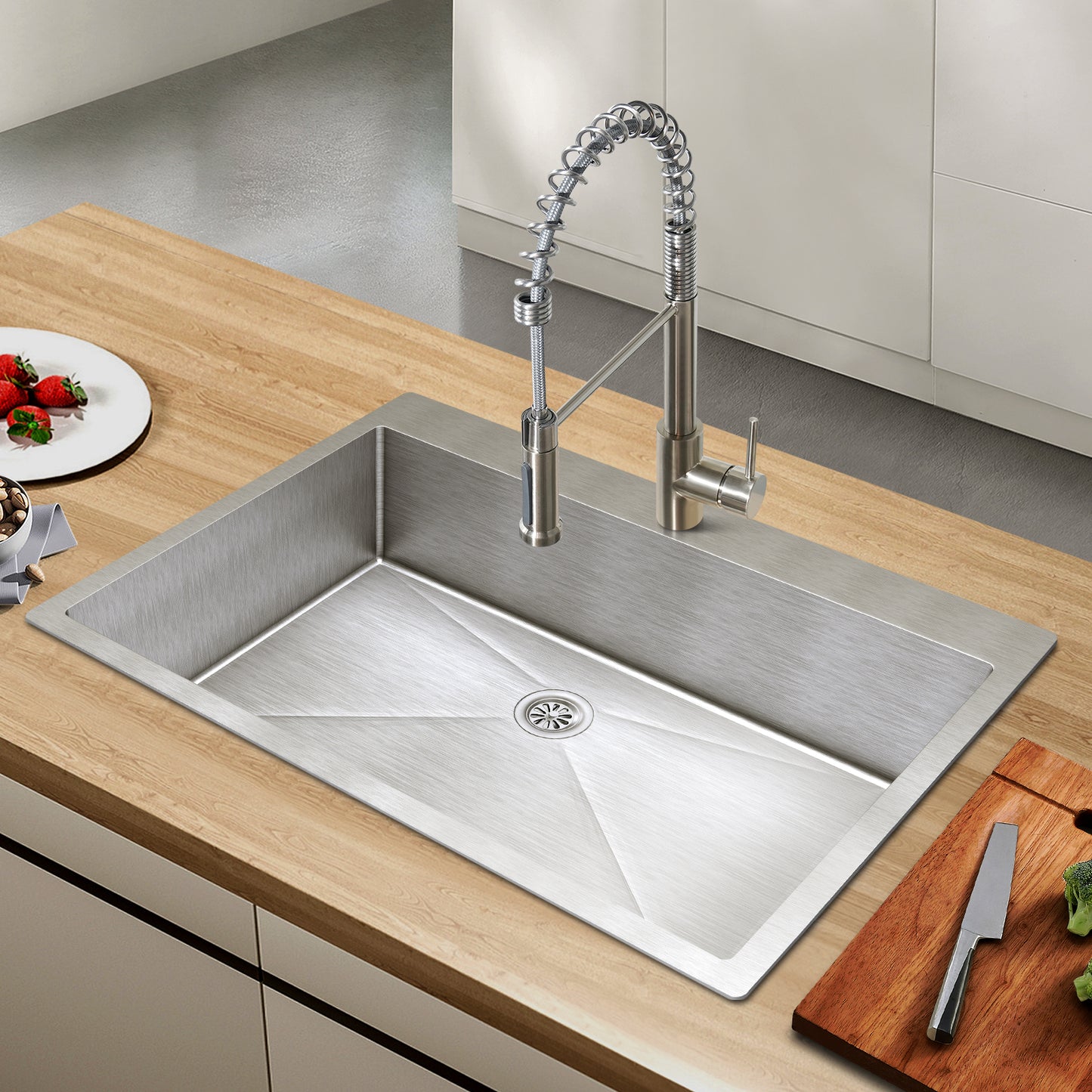 TECASA 33 inch Stainless Steel Kitchen Sink with Silent Operation and Efficient Drainage