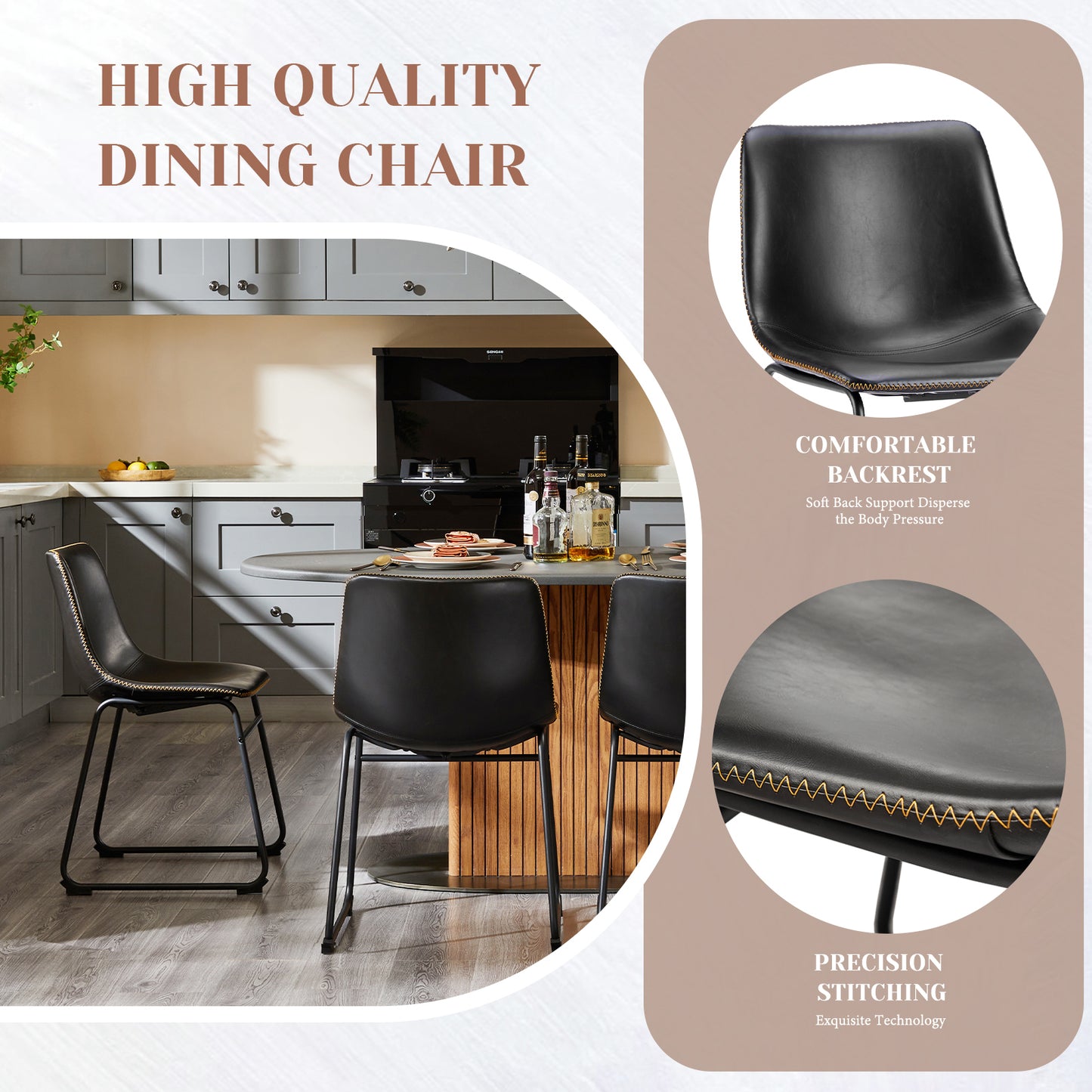 Sweetcrispy 18 inch Counter Height Bar Stools Faux Leather Barstools for Home Dining Chairs