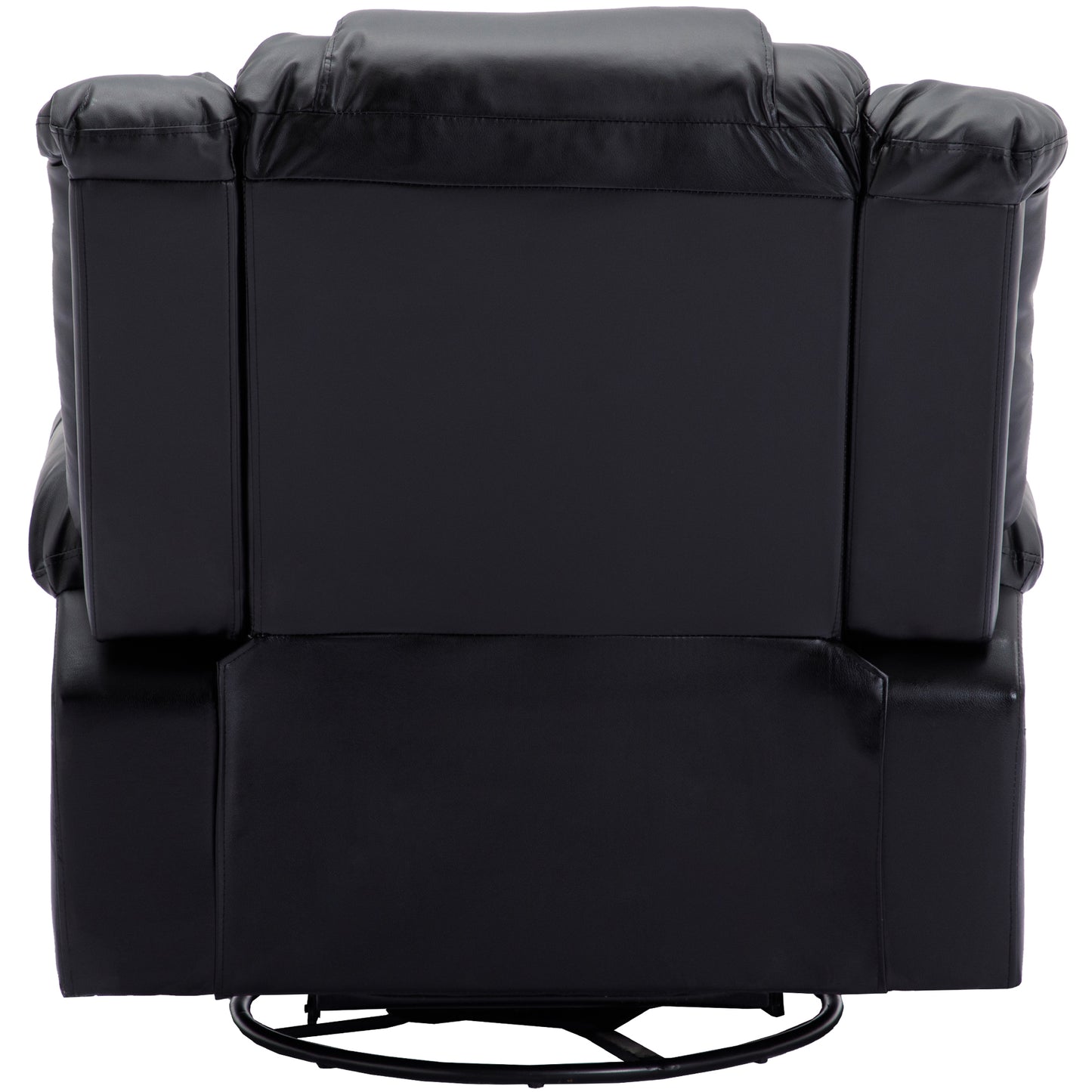 Swiveling Rocker Recliner Chair with Leather Upholstery, Black