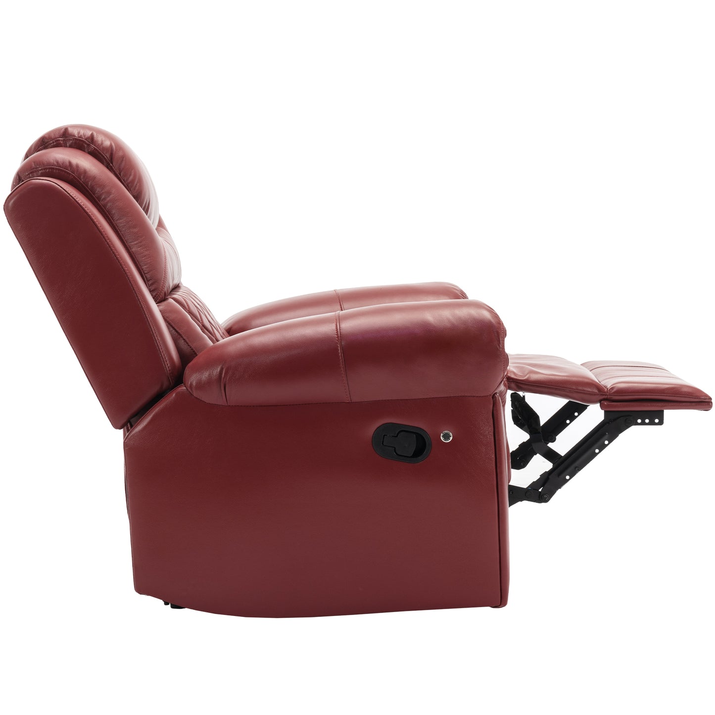 Luxurious LED-Lit Red Leather Manual Recliner Chair for Home Theater