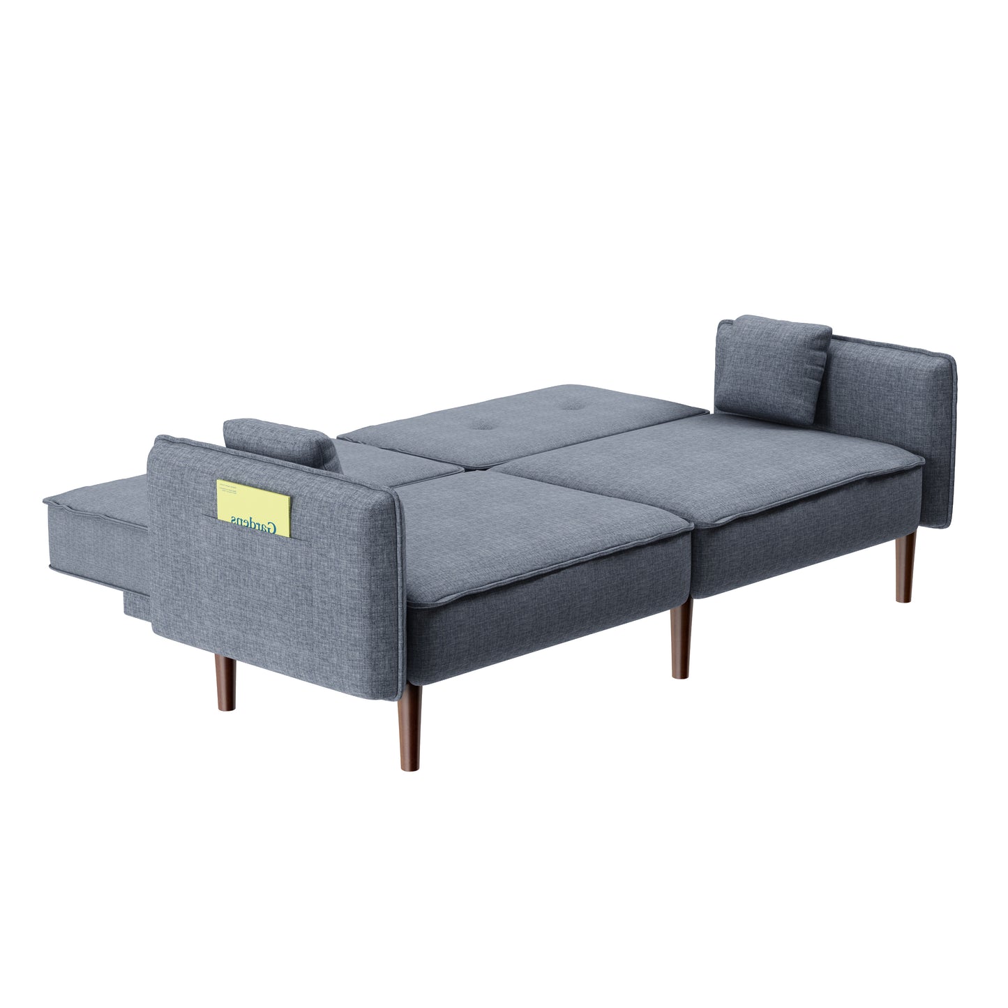 Futon Sofa bed with Solid Wood Leg in Grey Fabric