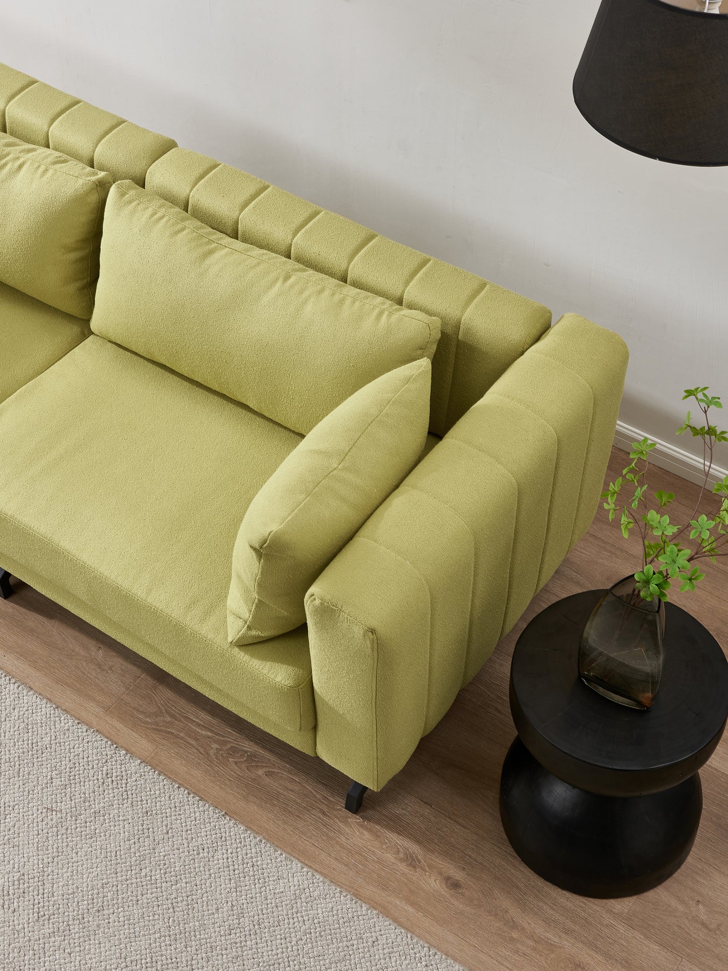 Living  Room  Sofa Couch with Metal Legs Light Green Fabric